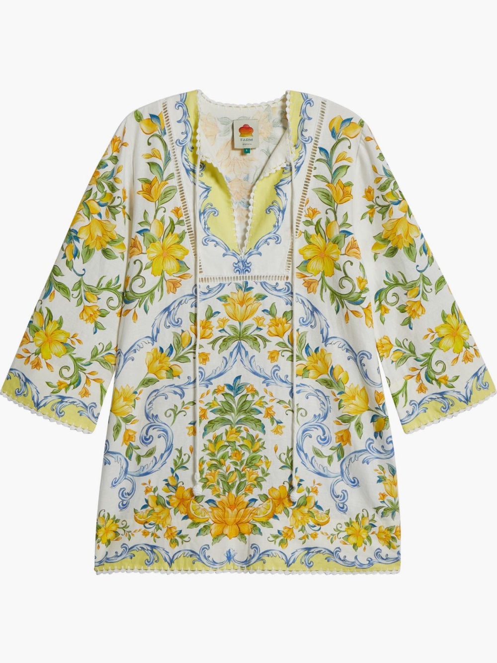 FARM Rio Sicily Floral Linen Blend Cover-Up Minidress NWT Size XS - Picture 4 of 10